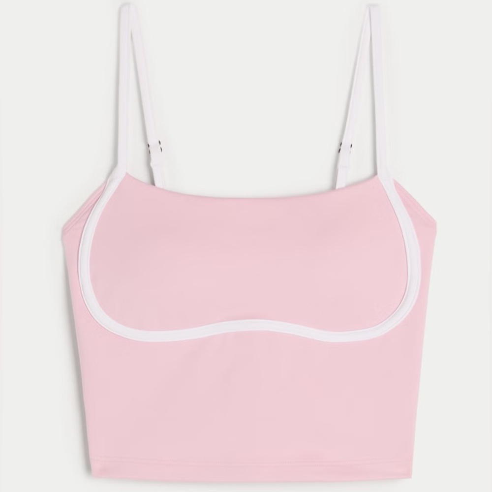 Hollister Pink Sport Top/Bra with White Trim